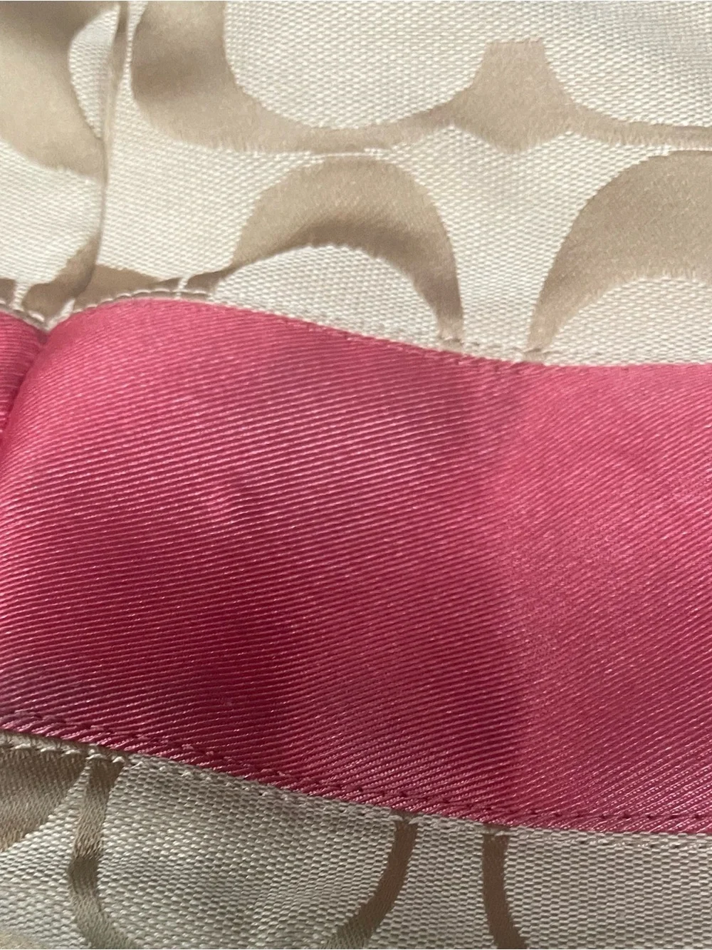 Coach Beige Signature Canvas Tote with Pink Leather Trim